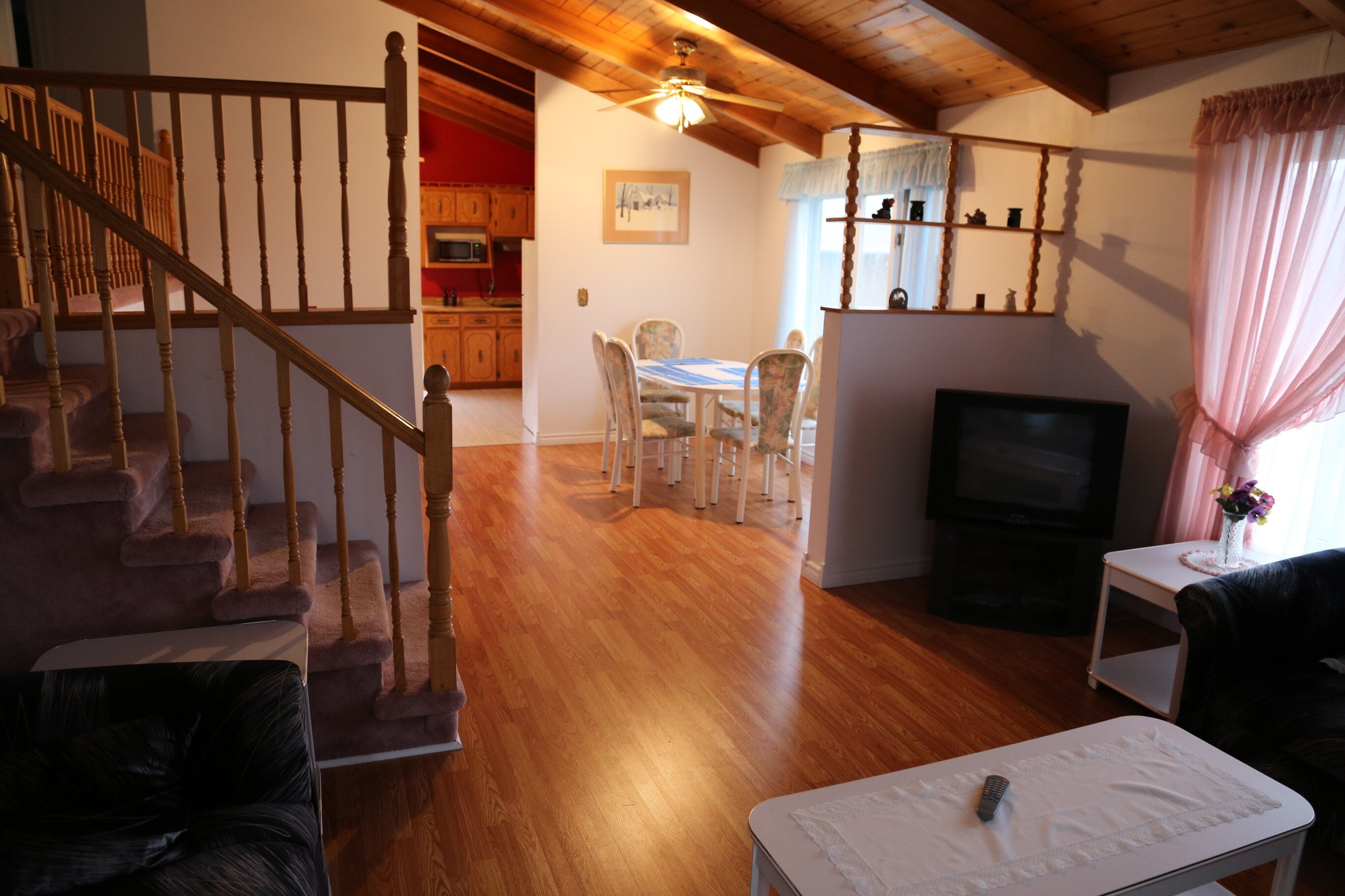 Living and dining area of the Hampden Lodgings house